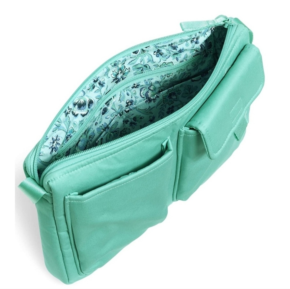 Vera Bradley Cotton Utility Small Crossbody Purse Turquoise Sky - Picture 2 of 3